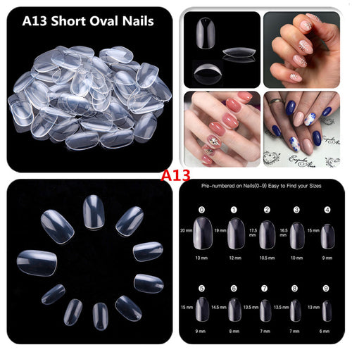 Makartt 500pcs Coffin Fake Nail Tips Clear Natural XXL Gel Tips Full