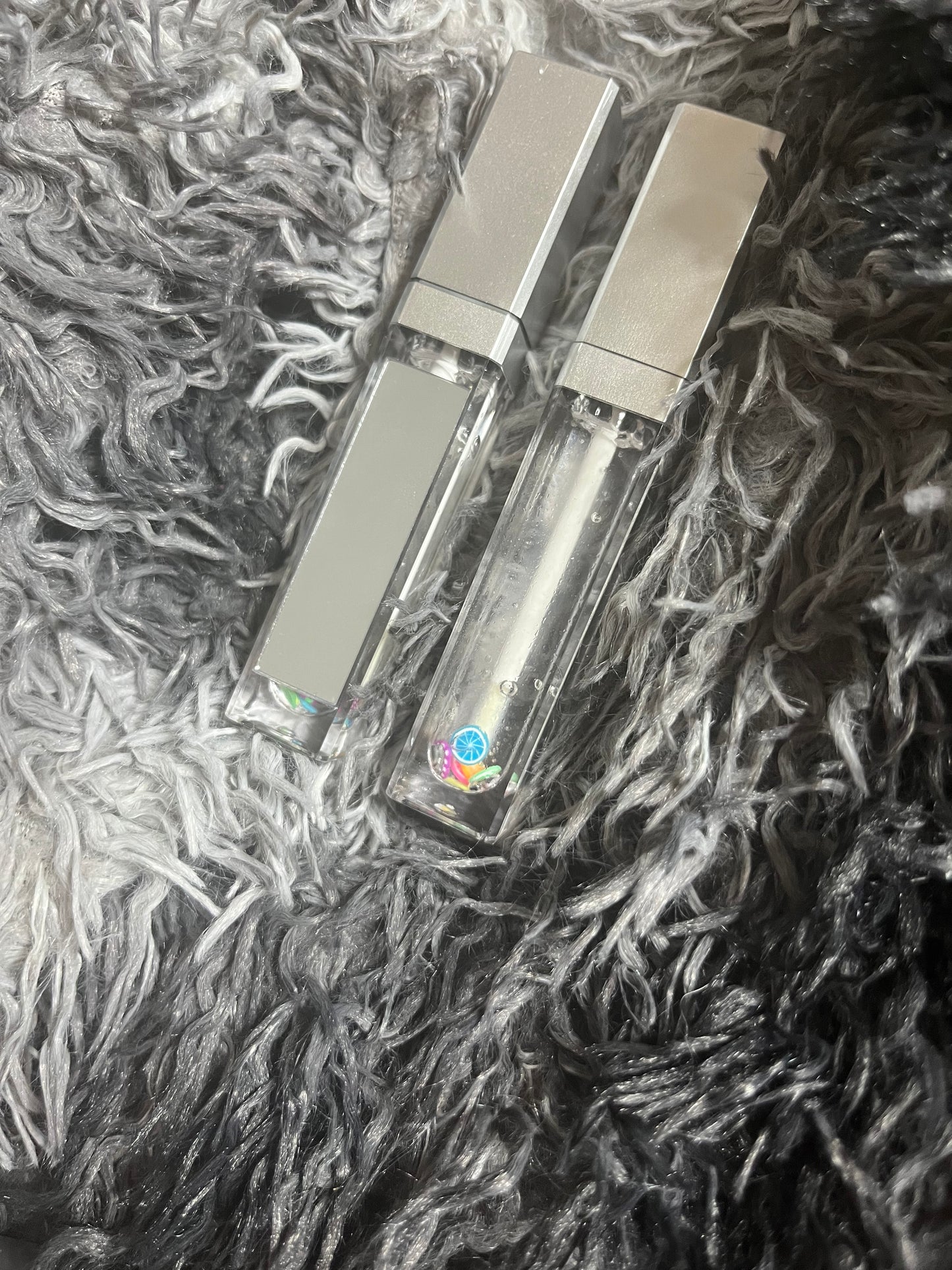 Clear gloss silver container fruit added with built in mirror and light