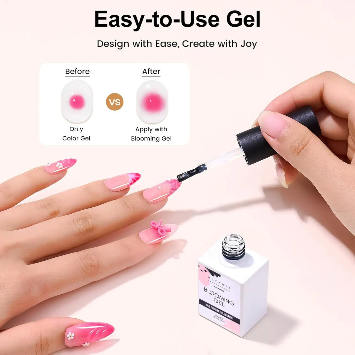Makartt Blooming Gel Polish Clear UV LED Soak Off Nail Gel With Brush
