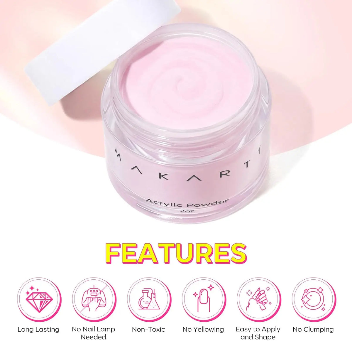 Makartt Pink Acrylic Powder - 56g Professional Nail Powder for Nail