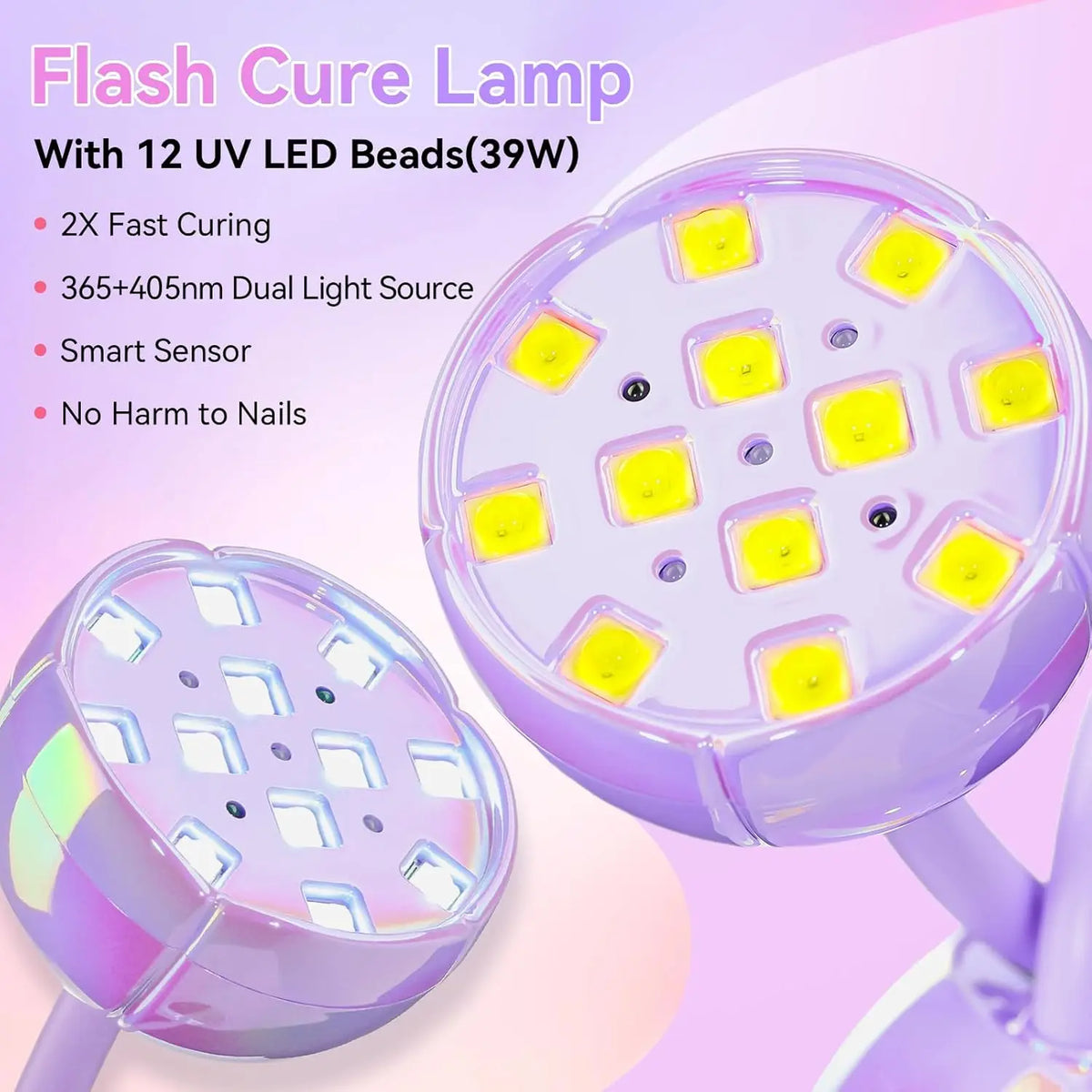 Gooseneck UV LED Nail Lamp USB Cordless Flash Cure 39mW/cm² 4 Timer