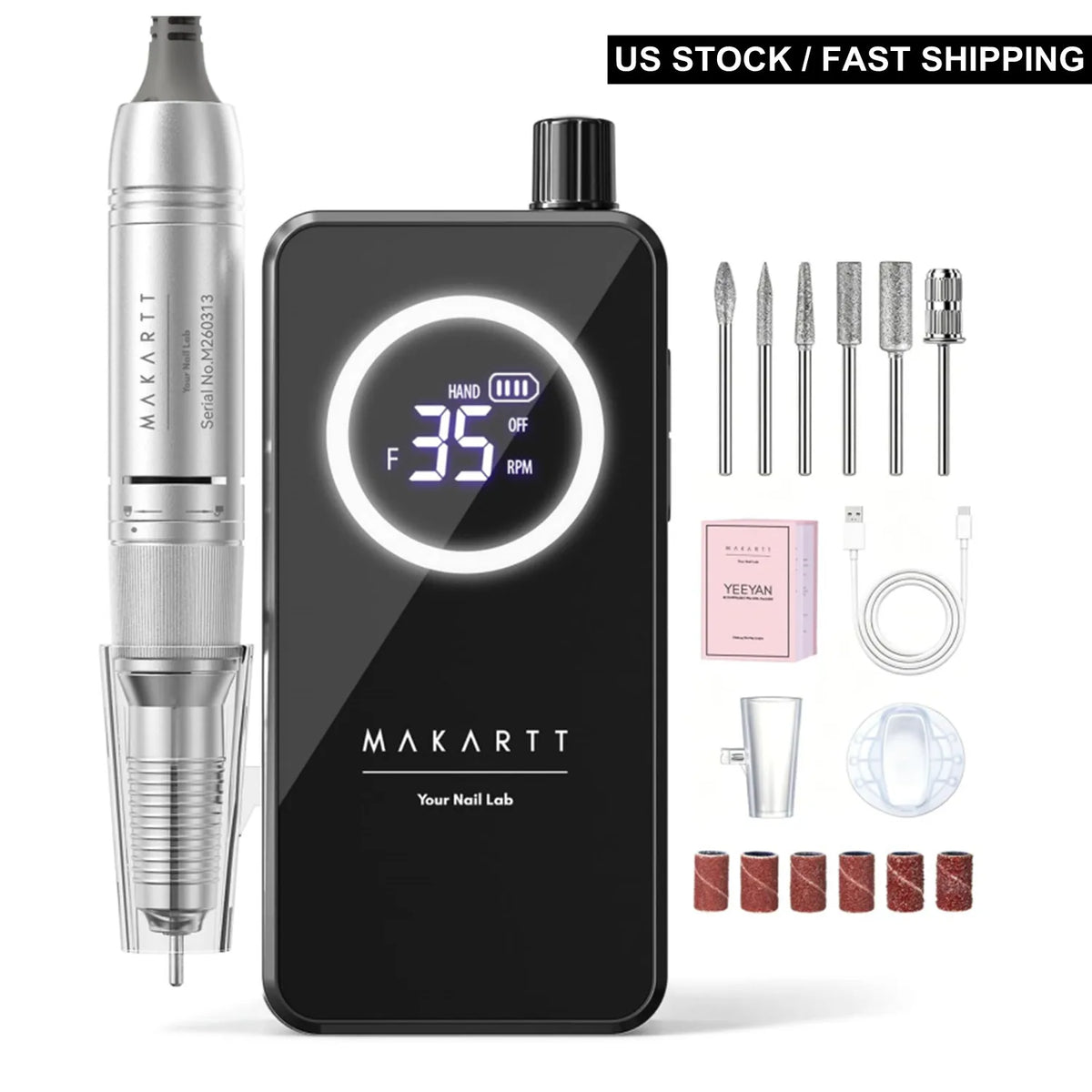 Makartt YEEYAN Cordless Nail Drill Beginner Safe Low Vibration LCD
