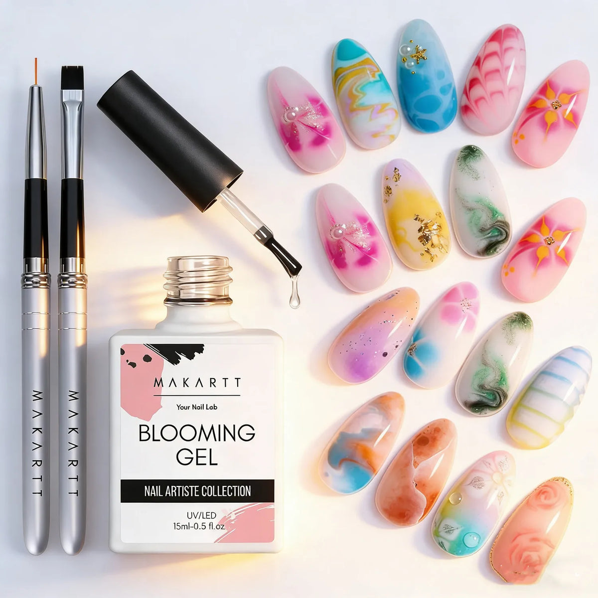 Makartt Blooming Gel Polish Clear UV LED Soak Off Nail Gel With Brush