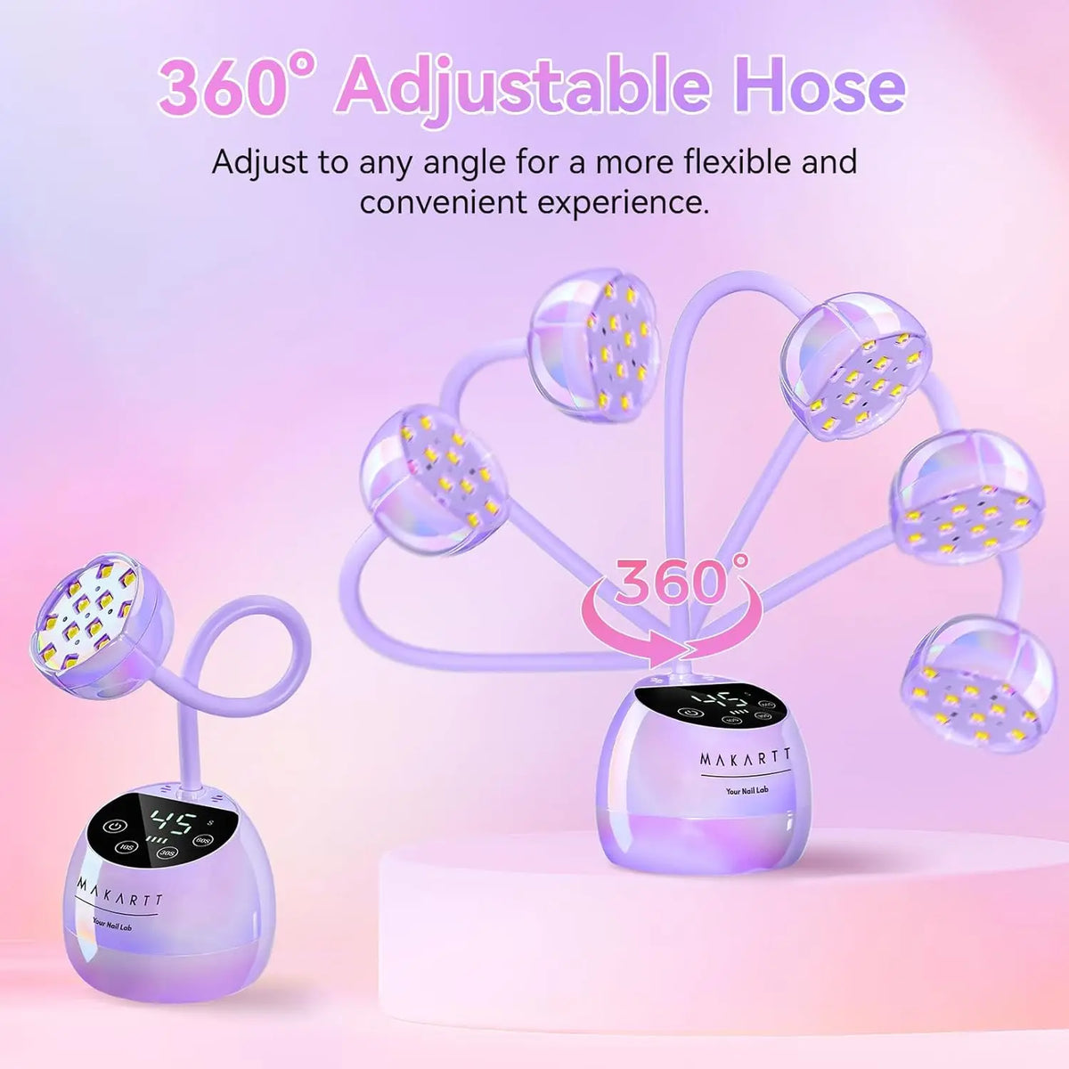Gooseneck UV LED Nail Lamp USB Cordless Flash Cure 39mW/cm² 4 Timer
