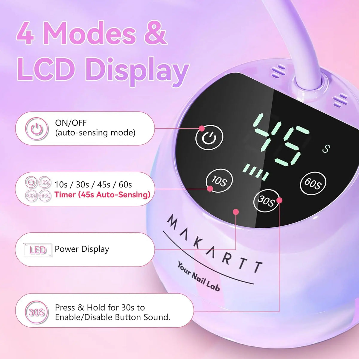 Gooseneck UV LED Nail Lamp USB Cordless Flash Cure 39mW/cm² 4 Timer