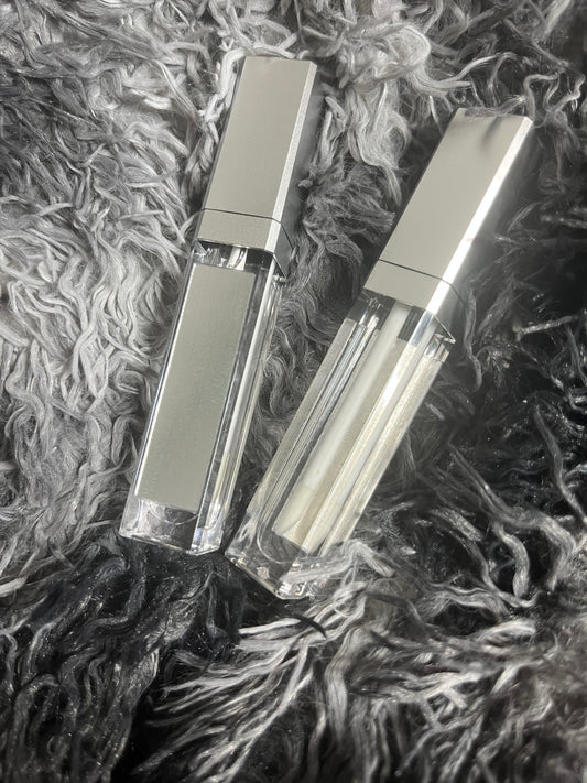 Clear gloss with mirror silver container with build in mirror and light