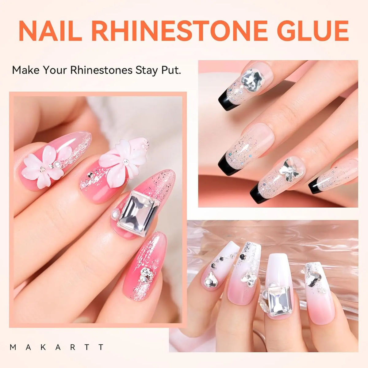 Makartt Nail Rhinestone Glue Gel, Upgrade Gel Nail Glue with Brush Pen