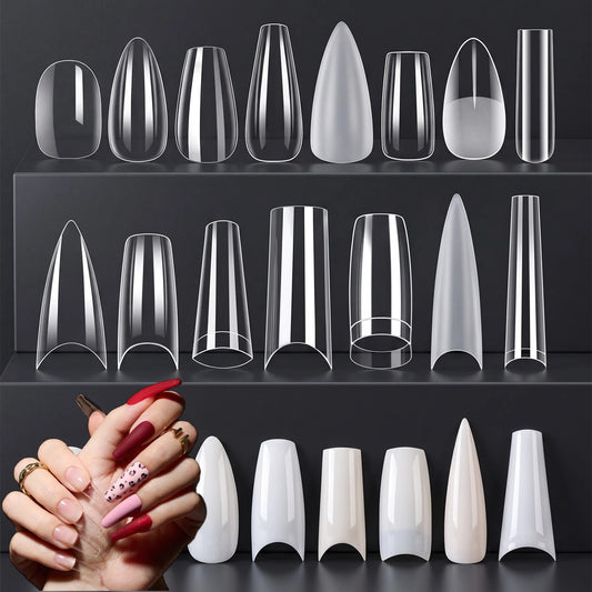 Makartt Fake Nail Tips 500pcs Almond Full Cover Gel Tips False Acrylic