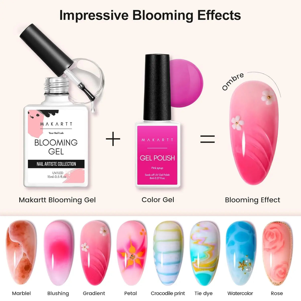 Makartt Blooming Gel Polish Clear UV LED Soak Off Nail Gel With Brush