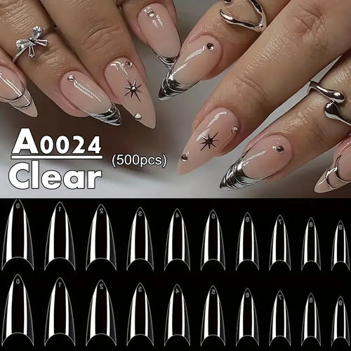 Makartt Fake Nail Tips 500pcs Almond Full Cover Gel Tips False Acrylic