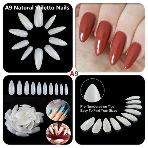 Makartt 500pcs Coffin Fake Nail Tips Clear Natural XXL Gel Tips Full