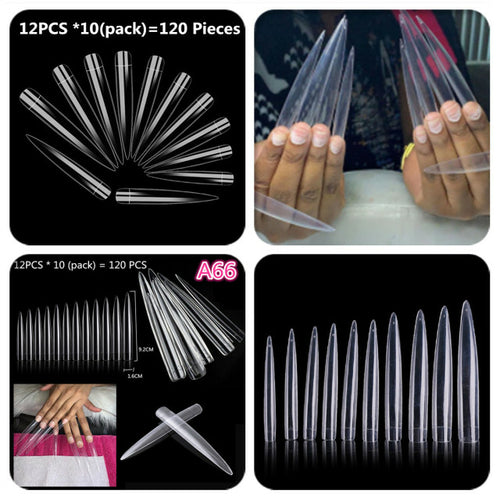 Makartt 500pcs Coffin Fake Nail Tips Clear Natural XXL Gel Tips Full