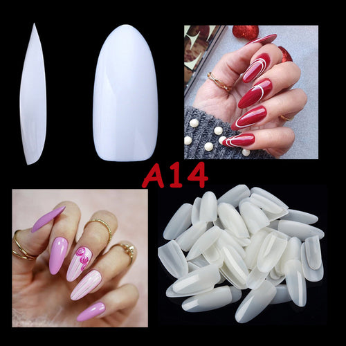 Makartt 500pcs Coffin Fake Nail Tips Clear Natural XXL Gel Tips Full