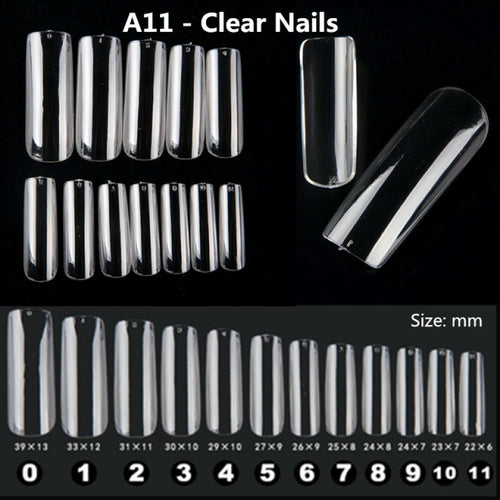 Makartt 500pcs Coffin Fake Nail Tips Clear Natural XXL Gel Tips Full