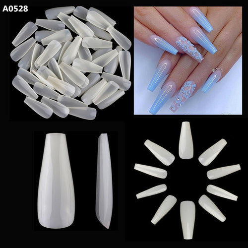 Makartt 500pcs Coffin Fake Nail Tips Clear Natural XXL Gel Tips Full