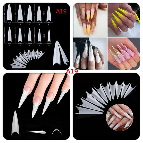 Makartt 500pcs Coffin Fake Nail Tips Clear Natural XXL Gel Tips Full