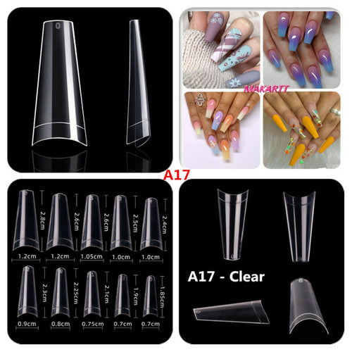 Makartt 500pcs Coffin Fake Nail Tips Clear Natural XXL Gel Tips Full