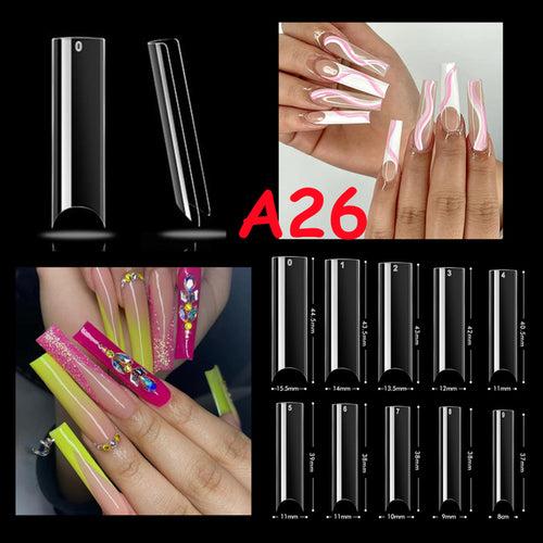Makartt 500pcs Coffin Fake Nail Tips Clear Natural XXL Gel Tips Full