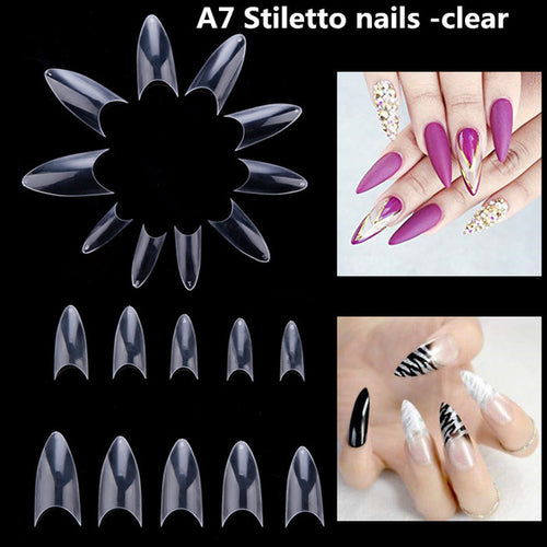 Makartt 500pcs Coffin Fake Nail Tips Clear Natural XXL Gel Tips Full