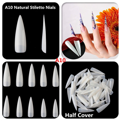 Makartt 500pcs Coffin Fake Nail Tips Clear Natural XXL Gel Tips Full