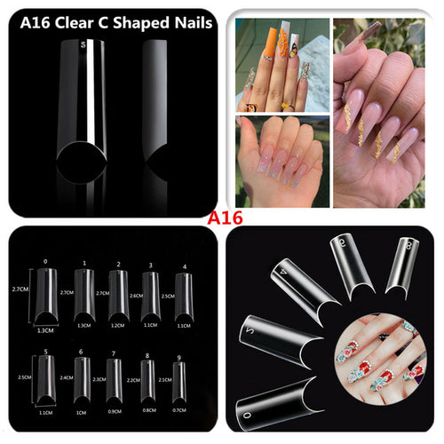 Makartt 500pcs Coffin Fake Nail Tips Clear Natural XXL Gel Tips Full