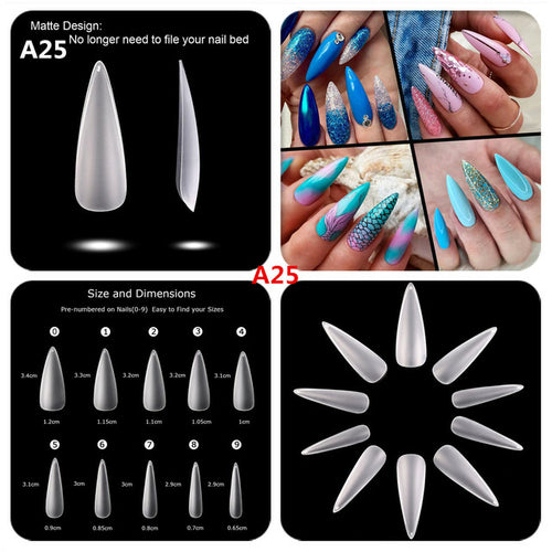 Makartt 500pcs Coffin Fake Nail Tips Clear Natural XXL Gel Tips Full