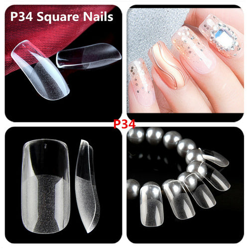 Makartt 500pcs Coffin Fake Nail Tips Clear Natural XXL Gel Tips Full