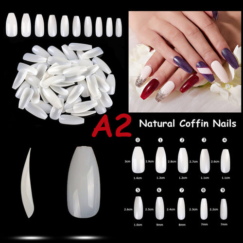 Makartt 500pcs Coffin Fake Nail Tips Clear Natural XXL Gel Tips Full