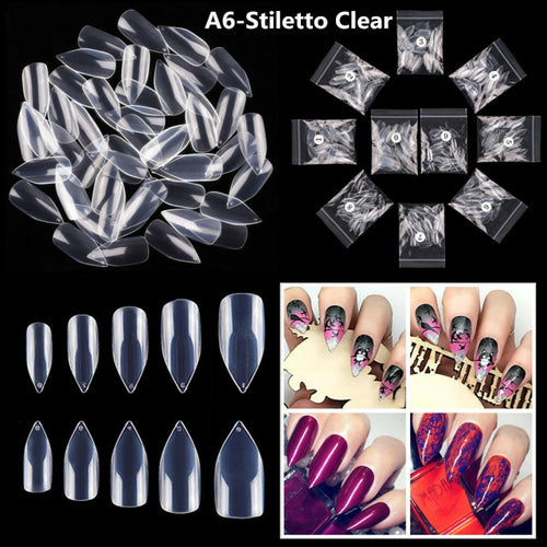 Makartt 500pcs Coffin Fake Nail Tips Clear Natural XXL Gel Tips Full