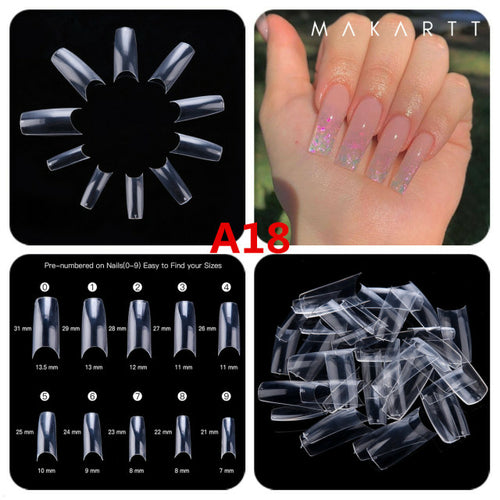 Makartt 500pcs Coffin Fake Nail Tips Clear Natural XXL Gel Tips Full