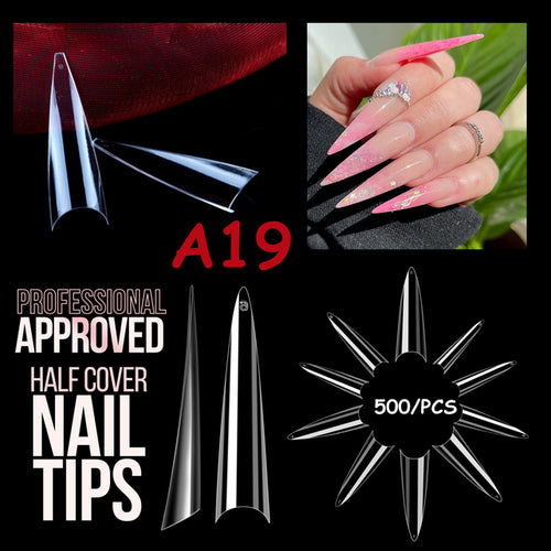 Makartt 500pcs Coffin Fake Nail Tips Clear Natural XXL Gel Tips Full