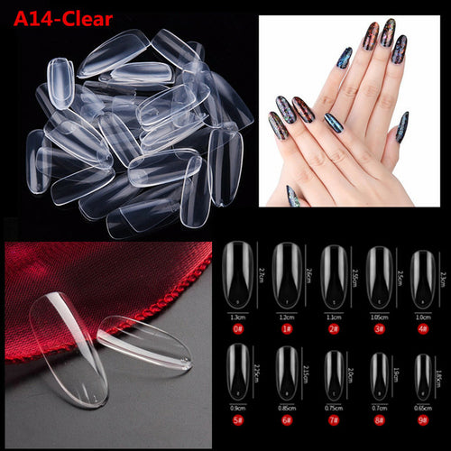 Makartt 500pcs Coffin Fake Nail Tips Clear Natural XXL Gel Tips Full