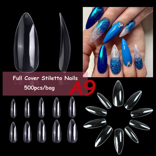 Makartt 500pcs Coffin Fake Nail Tips Clear Natural XXL Gel Tips Full
