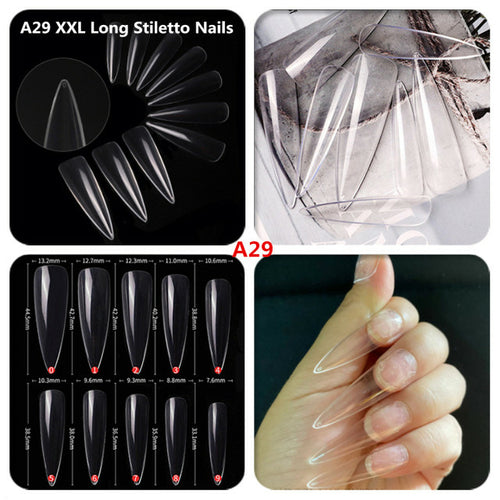 Makartt 500pcs Coffin Fake Nail Tips Clear Natural XXL Gel Tips Full