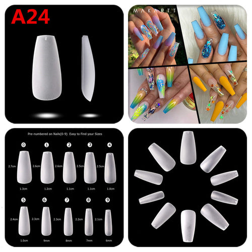 Makartt 500pcs Coffin Fake Nail Tips Clear Natural XXL Gel Tips Full