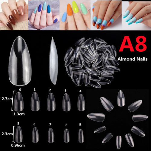 Makartt 500pcs Coffin Fake Nail Tips Clear Natural XXL Gel Tips Full