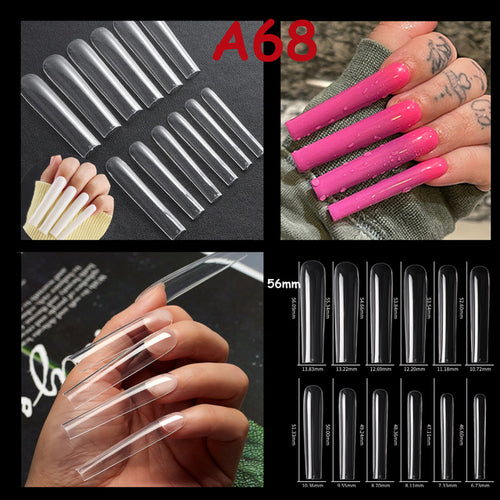 Makartt 500pcs Coffin Fake Nail Tips Clear Natural XXL Gel Tips Full