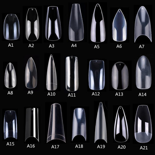 Makartt 500pcs Coffin Fake Nail Tips Clear Natural XXL Gel Tips Full