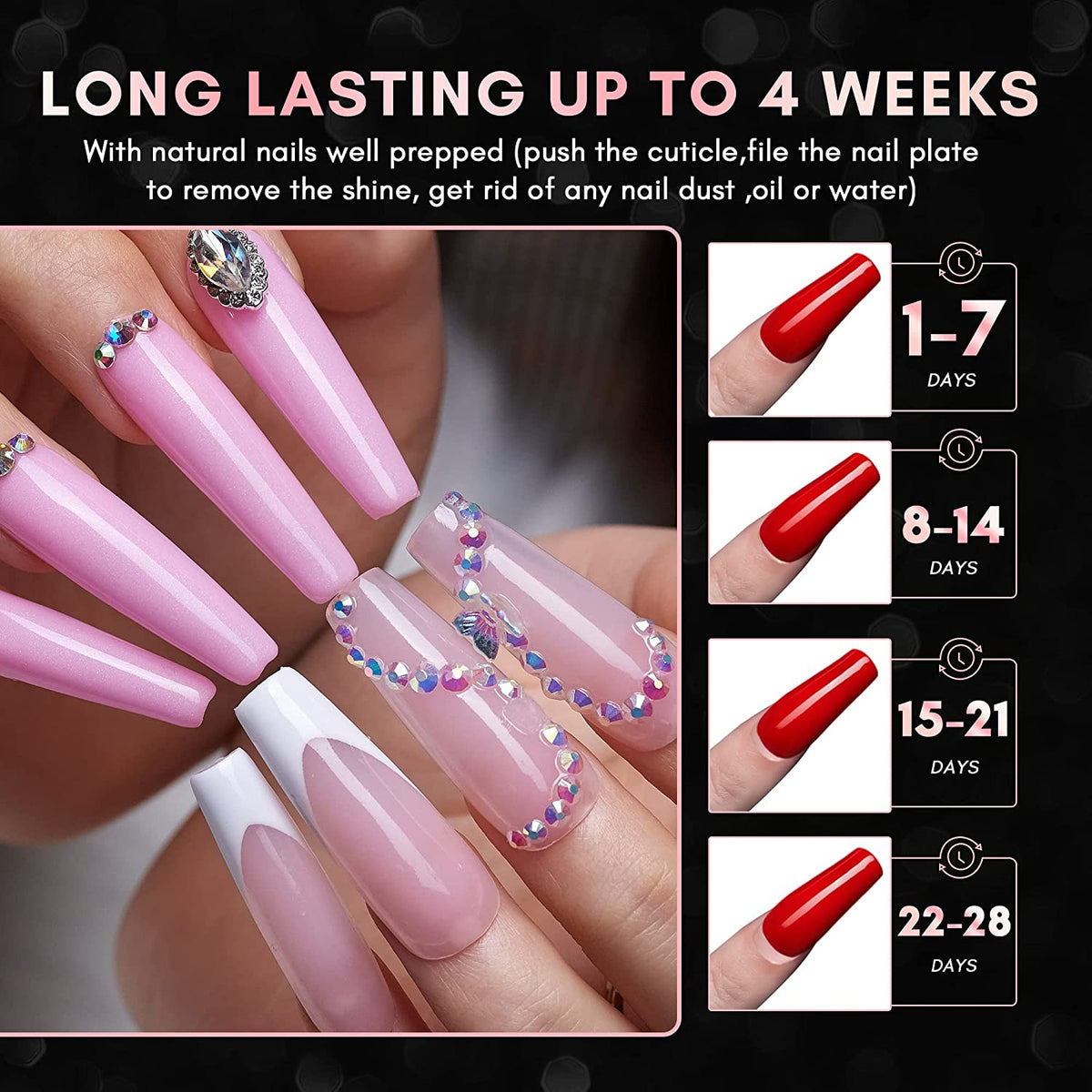 Makartt 500pcs Coffin Fake Nail Tips Clear Natural XXL Gel Tips Full