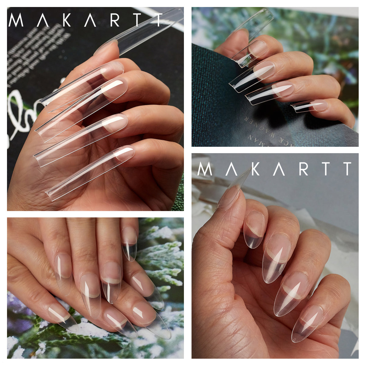 Makartt 500pcs Coffin Fake Nail Tips Clear Natural XXL Gel Tips Full
