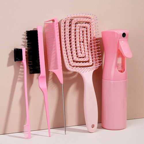 5pcs comb set Relaxing Elastic Massage Comb Hollow Out Hair Brush