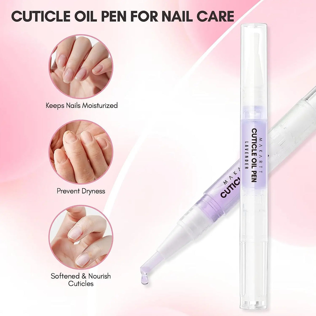 Makartt Cuticle Remover Kit, Nail Care with Cuticle Oil Pen, Trimmer,