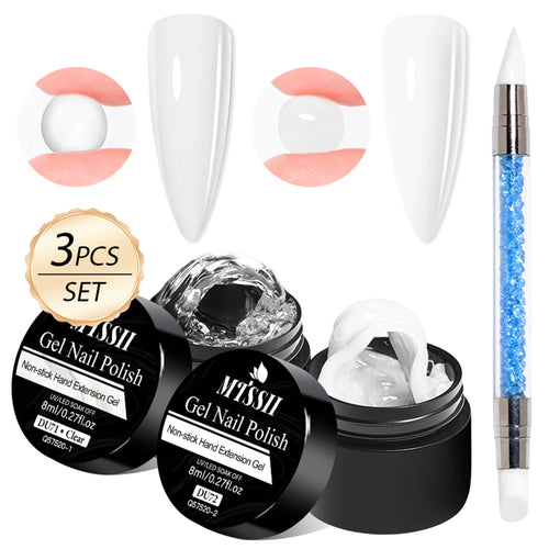 3/4pcs/Set 8ml Clear White Pink Non Stick Hand Extension Gel Nail