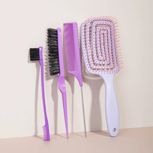5pcs comb set Relaxing Elastic Massage Comb Hollow Out Hair Brush