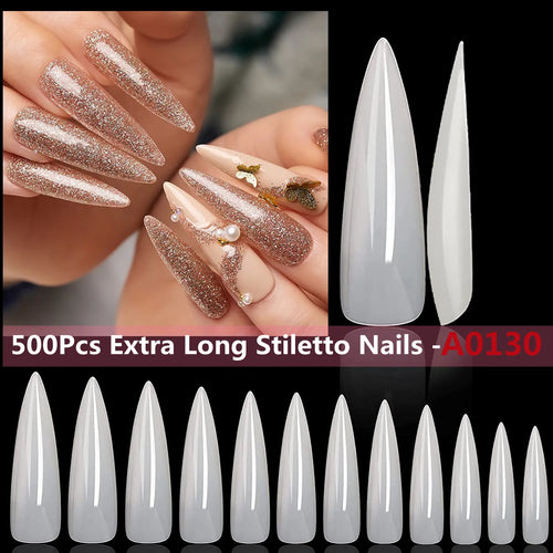 Makartt Fake Nail Tips 500pcs Almond Full Cover Gel Tips False Acrylic