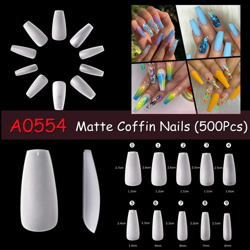 Makartt Fake Nail Tips 500pcs Almond Full Cover Gel Tips False Acrylic