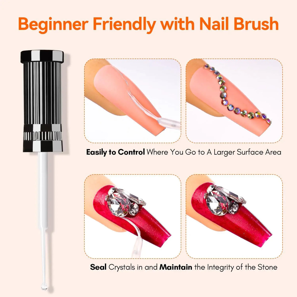 Makartt Nail Rhinestone Glue Gel, Upgrade Gel Nail Glue with Brush Pen