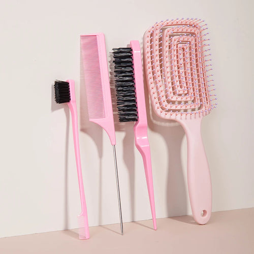 5pcs comb set Relaxing Elastic Massage Comb Hollow Out Hair Brush