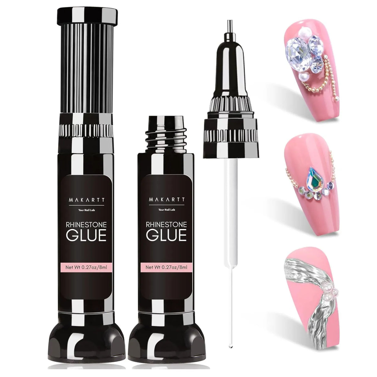 Makartt Nail Rhinestone Glue Gel, Upgrade Gel Nail Glue with Brush Pen