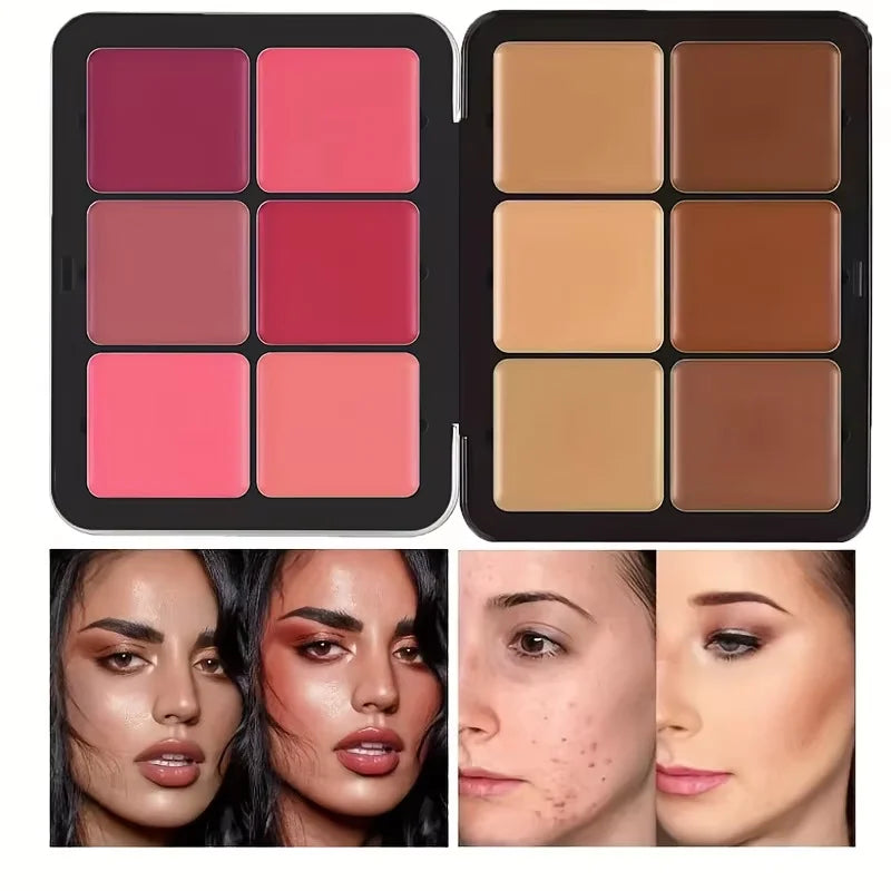 12-color iron box concealer blush cream matte highlight contour makeup